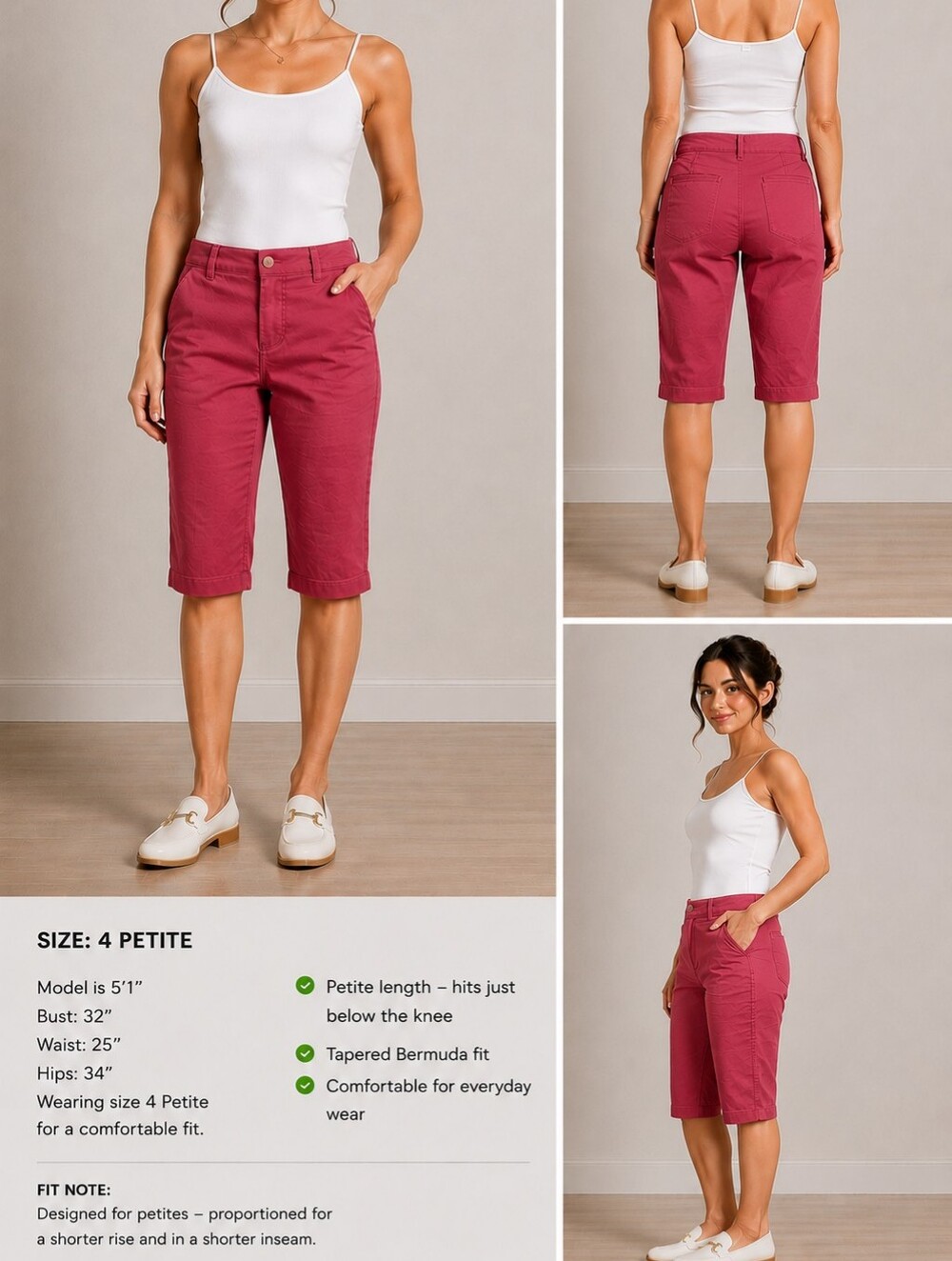 Talbots Red Capri Pants – Women’s Petite 4P – Casual Business / Summer Wear